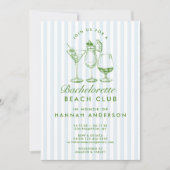 Retro Modern Vintag Blue Bachelorette Wochenende Einladung (Vorderseite)