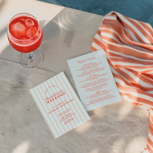 Retro Modern Vintag Blue Bachelorette Wochenende Einladung