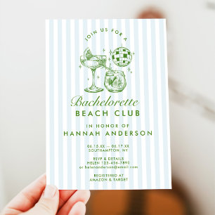 Retro Modern Vintag Blue Bachelorette Wochenende Einladung