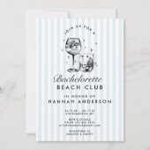 Retro Modern Vintag Blue Bachelorette Wochenende Einladung (Vorderseite)