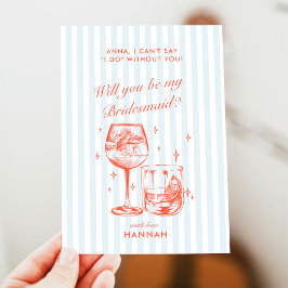 Retro Modern Vintag Blue Bridesmaid Vorschlag Card Einladung