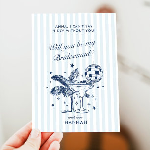 Retro Modern Vintag Grau Bridesmaid Vorschlag Card Einladung