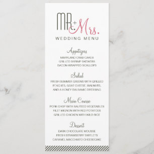 Retro Modern Wedding Menu Menükarte