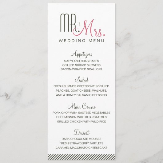 Retro Modern Wedding Menu Menükarte (Vorderseite)