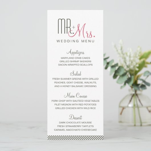 Retro Modern Wedding Menu Menükarte (Stehend Vorderseite)