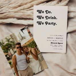 Retro modern wir trinken wir Party Hochzeit Einladung
