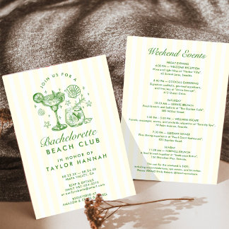 Retro Modern Yellow & Green Bachelorette Weekend Einladung