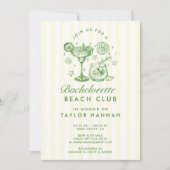 Retro Modern Yellow & Green Bachelorette Weekend Einladung (Vorderseite)