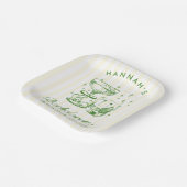 Retro Modern Yellow & Green Bachelorette Weekend Pappteller (Gewinkelt)