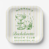 Retro Modern Yellow & Green Bachelorette Weekend Pappteller (Vorderseite)