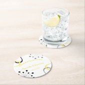 Retro Moderne atomare Sternexplosion-Hochzeit des Runder Pappuntersetzer (Vor Ort)