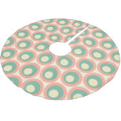 Retro Moderne Dots Creme Mint Aquamarin Blush Polyester Weihnachtsbaumdecke (Schrägansicht)