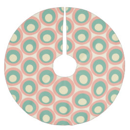 Retro Moderne Dots Creme Mint Aquamarin Blush Polyester Weihnachtsbaumdecke