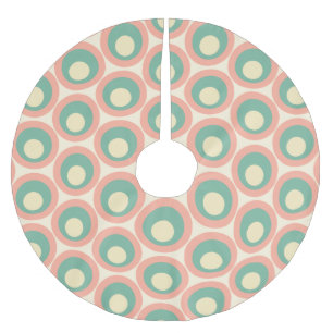 Retro Moderne Dots Creme Mint Aquamarin Blush Polyester Weihnachtsbaumdecke
