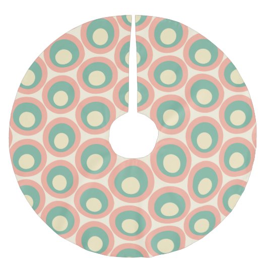 Retro Moderne Dots Creme Mint Aquamarin Blush Polyester Weihnachtsbaumdecke (Vorderseite)