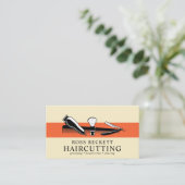 Retro Moderne Drehung Barber Hair Stylist Visitenkarte (Stehend Vorderseite)