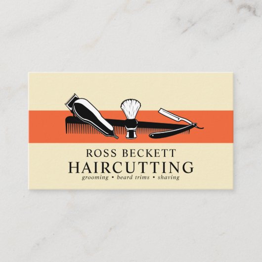 Retro Moderne Drehung Barber Hair Stylist Visitenkarte (Vorderseite)