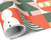 Retro Moderne farbenfrohe skandinavische Weihnacht Geschenkpapier (Rolleneckpunkt)