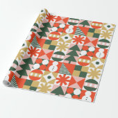 Retro Moderne farbenfrohe skandinavische Weihnacht Geschenkpapier (Ungerollt)