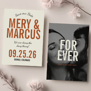 Retro Moderne Fette Gelbe & Orange Schrift Hochzei Save The Date