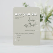 Retro Moderne fette grüne Mahlzeit RSVP Karte (Stehend Vorderseite)