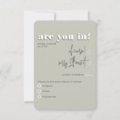 Retro Moderne fette grüne Mahlzeit RSVP Karte (Vorderseite)