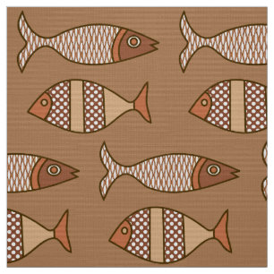 Retro moderne Fische, TAN, beige und hellbraun Stoff