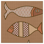 Retro moderne Fische, TAN, beige und hellbraun Stoff (Nahaufnahme)