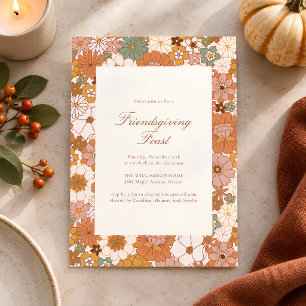 Retro-moderne Floral Thanksgiving Friendsgiving Einladung