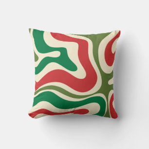 Retro Moderne Flüssigkeit Swirl Weihnachten Abstra Kissen
