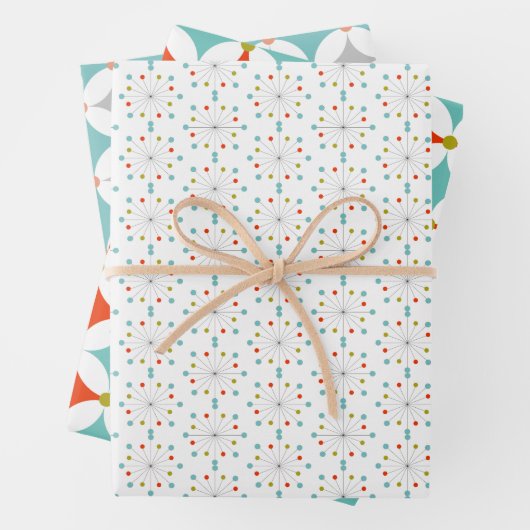 Retro Moderne Formen des Mitteljahrs Muster Set 3 Geschenkpapier Set (Beispiel)