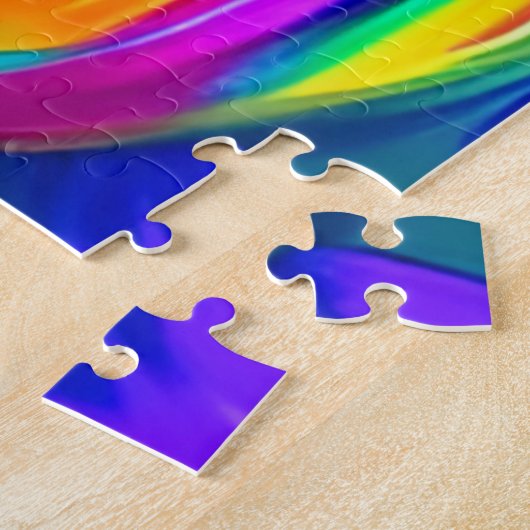 Retro Moderne Frau mit Regenbogenhaar Puzzle (Seite)
