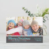 Retro Moderne frohe Weihnachten Rot Aquamarine Fot (Stehend Vorderseite)