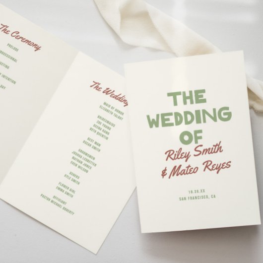 Retro-moderne funky Erdtöne-Hochzeit Programm