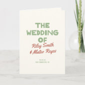 Retro-moderne funky Erdtöne-Hochzeit Programm (Vorderseite)