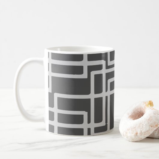 Retro moderne geblichene Schiefer-Quadrate auf Kaffeetasse (Mit Donut)