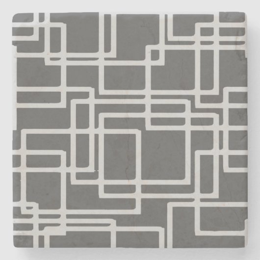 Retro moderne geblichene Schiefer-Quadrate auf Steinuntersetzer (Vorderseite)