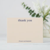 Retro Moderne geometrische Beige Blaue Hochzeit Dankeskarte (Stehend Vorderseite)