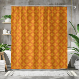 Retro-Moderne Geometrische Orange Sonne im Mid-Cen Duschvorhang