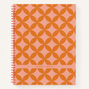 Retro-Moderne Geometrische Orange Sonne im Mid-Cen Notizblock