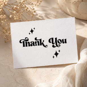 Retro Moderne Groovy Schwarze Schrift Hochzeit Dankeskarte