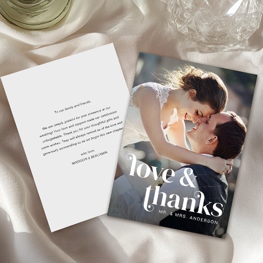 Retro Moderne Hochzeit Dankeskarte