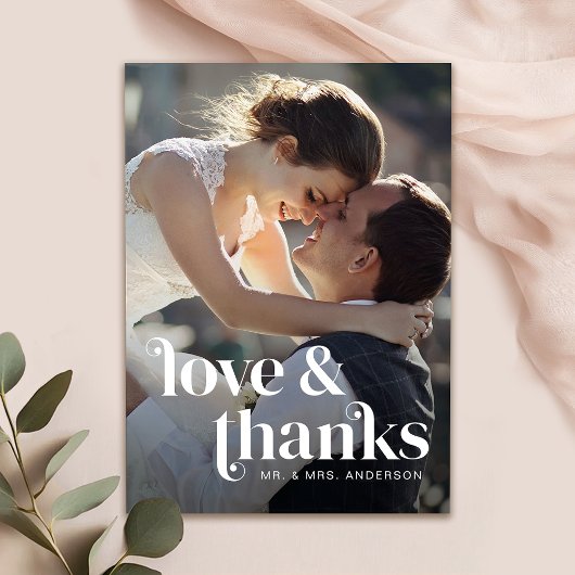 Retro Moderne Hochzeit Dankeskarte