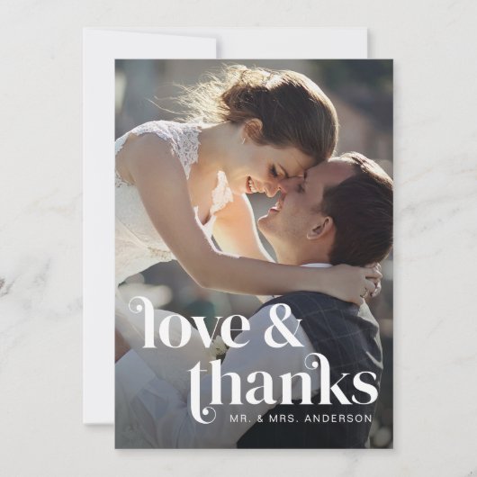 Retro Moderne Hochzeit Dankeskarte (Vorderseite)