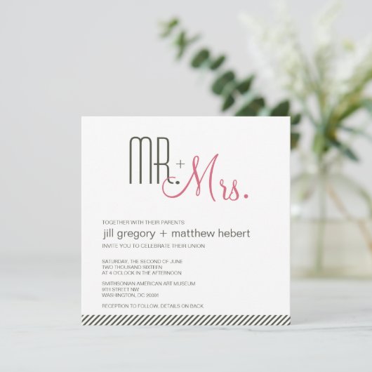 Retro Moderne Hochzeit Einladung (Stehend Vorderseite)