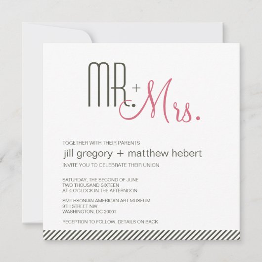 Retro Moderne Hochzeit Einladung (Vorderseite)