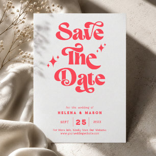 Retro-Moderne Hochzeit in Rot und Weiß Save The Date