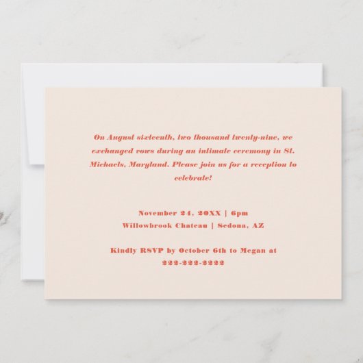 Retro Moderne Hochzeitsempfehlung Einladung (Rückseite)