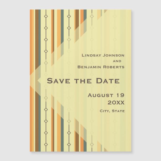 Retro Moderne Inspirierte Hochzeit Mitte des Jahrh Magneteinladung (Vorderseite)