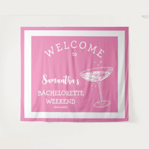 Retro moderne Junggesellinnenabschied-Pink-Cocktai Wandteppich